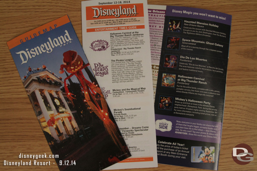 The current Disneyland park map and times guide