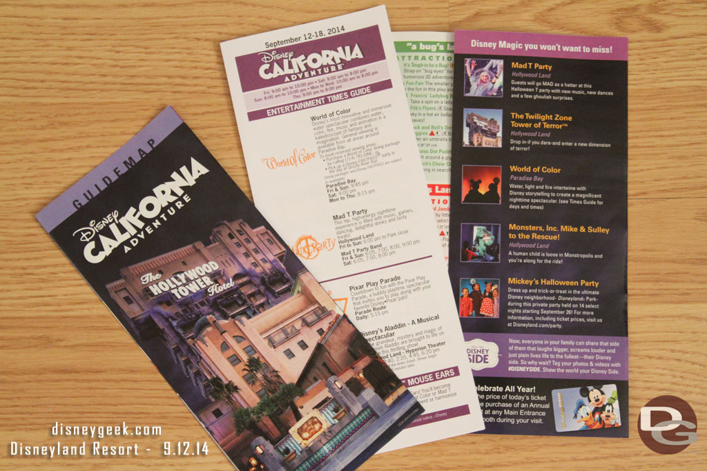 The current Disney California Adventure park map and times guide