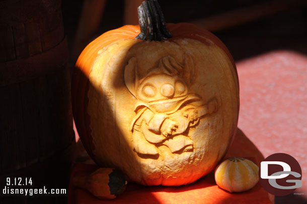 Elvis Stitch carved into this pumpkin.