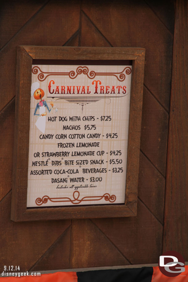 The menu.  The only Halloween themed item is the Candy Corn Cotton Candy.