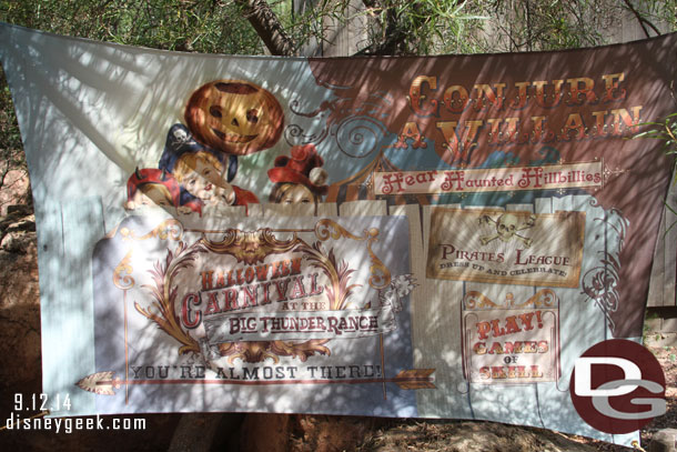 On my way back to the Halloween Carnival.  They re-used last year sign.  Notice the plug for the Haunted Hillbillies.