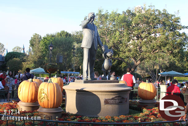 Passing through the hub.  The jack o lanterns surround the Partners Statue.