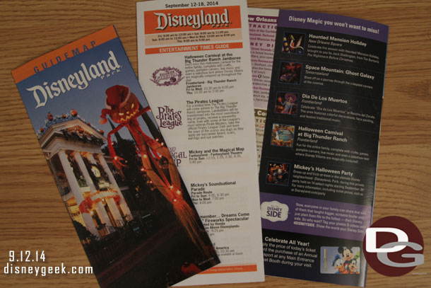 The Disneyland guide map and timesguide