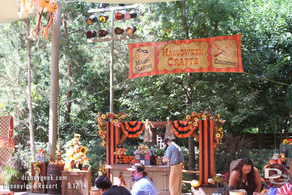 Halloween Crafts have returned so you can color a mask to use in the parade.