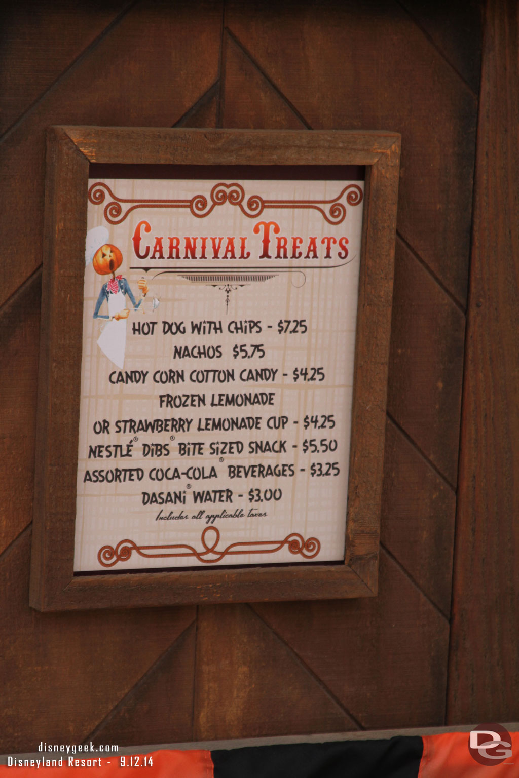 The menu.  The only Halloween themed item is the Candy Corn Cotton Candy.