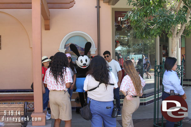 Oswald now greets guest on Buena Vista Street throughout the day.