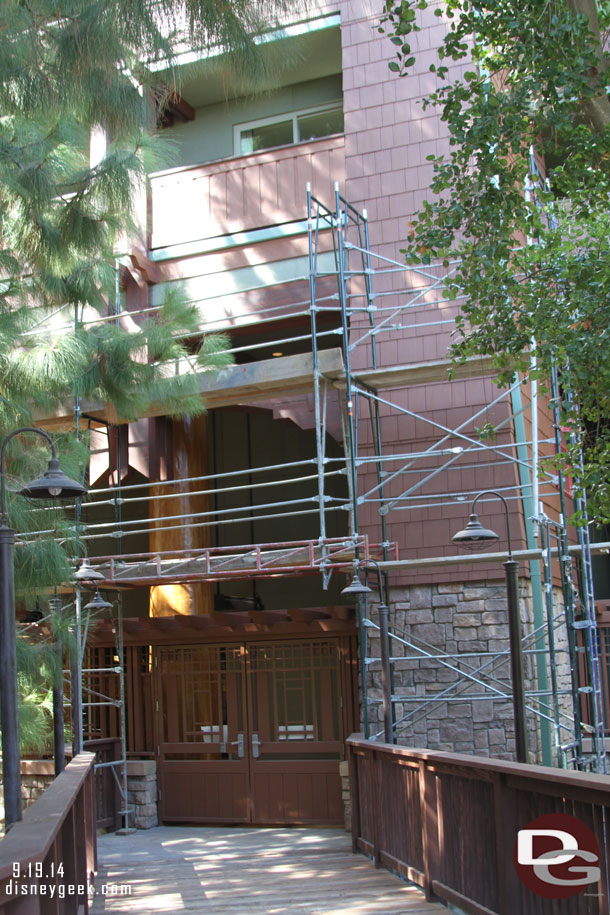 Scaffolding up around the White Water Snacks area