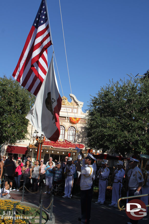 The lowering of the flags