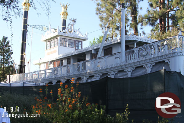 The second deck of the Mark Twain is taped off. 