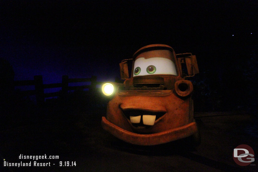 Mater welcoming us - Radiator Springs Racers.