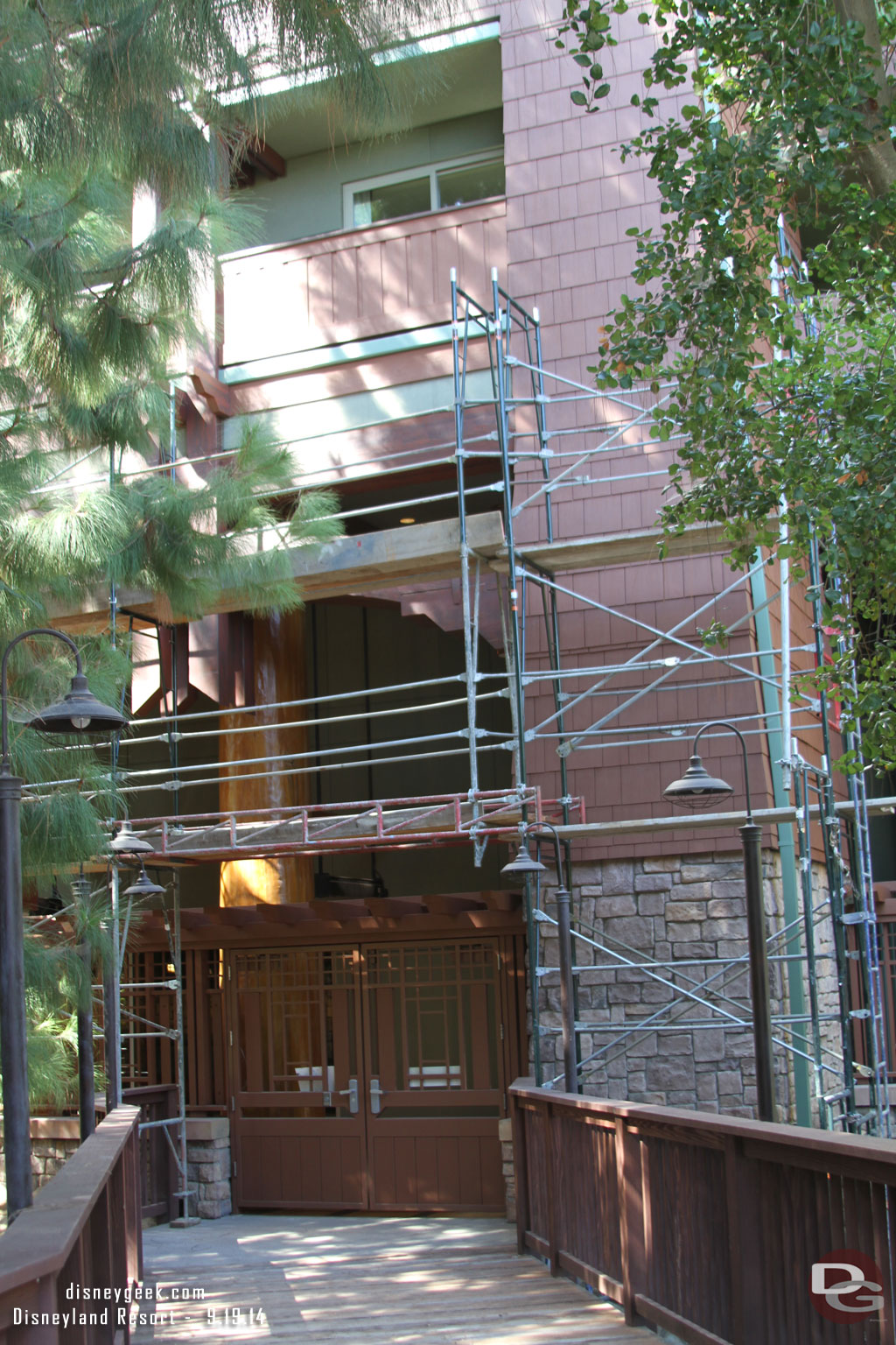 Scaffolding up around the White Water Snacks area