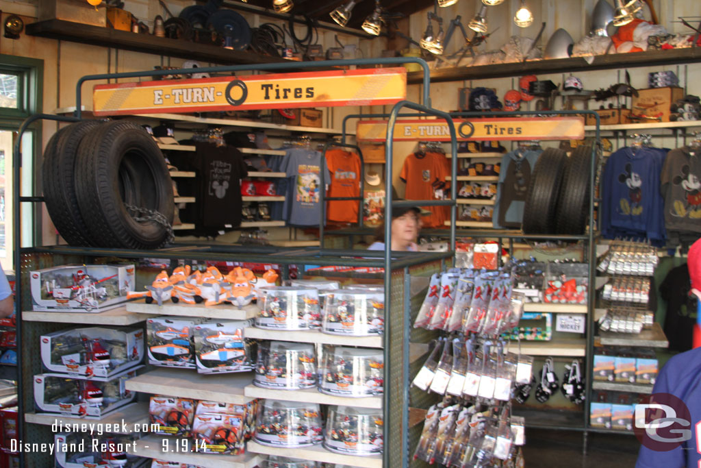 The Planes merchandise has moved back inside.