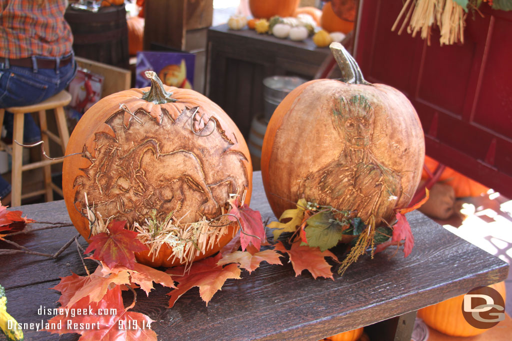 Scar and Groot pumpkins