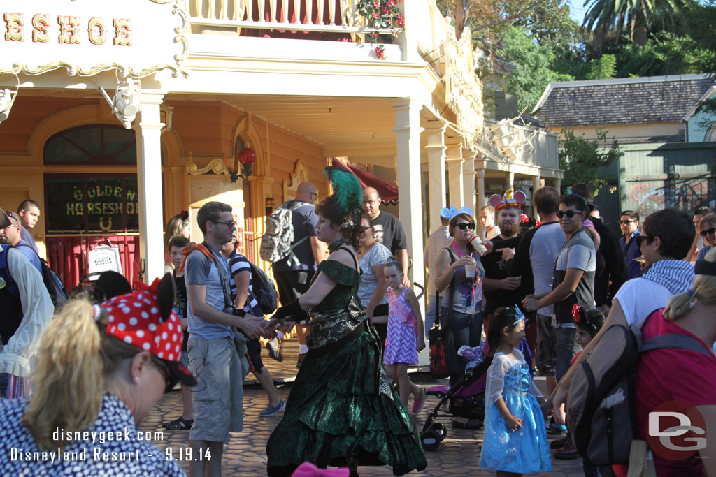 Miss Lilly was out dancing with guests.