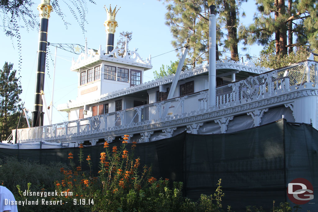 The second deck of the Mark Twain is taped off. 