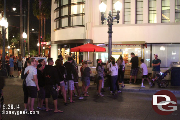 Long lines for anything that served food at DCA since Disneyland was closed.  Seems guests spend all their time until 7pm at Disneyland then came to DCA and decided it was time to eat.