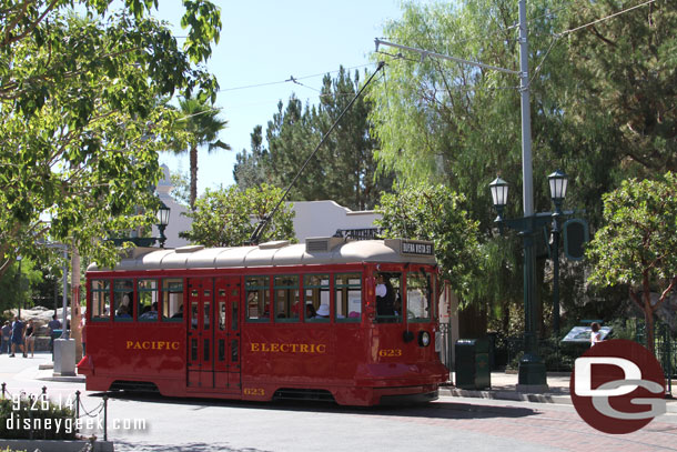 A Red Car in the Carthay Circle Stop