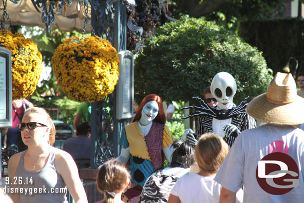 Jack and Sally arriving for pictures near the Haunted Mansion (they were meeting outside the Fastpass distribution area)