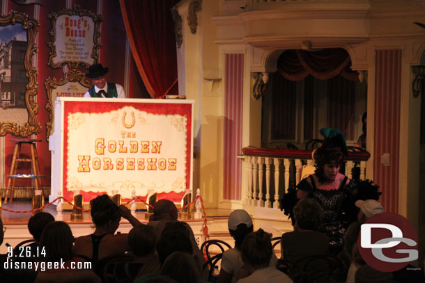 Miss Lilly entertaining inside the Golden Horseshoe.  Guessing her shows will end when the Legends of Frontierland end?  