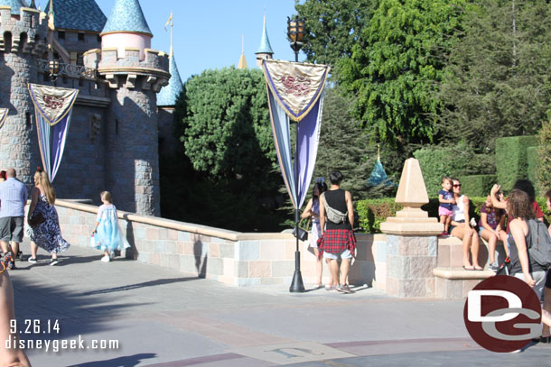 Next up some disappointing pictures to share.  The seating areas along the walkway to the castle have been removed.  The internet word is these are more safety enhancements to reduce the risk of a guest falling into the moat. (which I did not know was a common occurrence in the 59 year history of the park??)