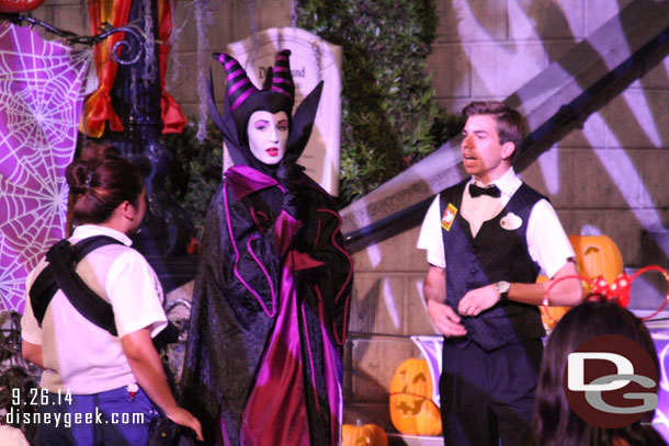 Maleficent making her way to the center photo location.