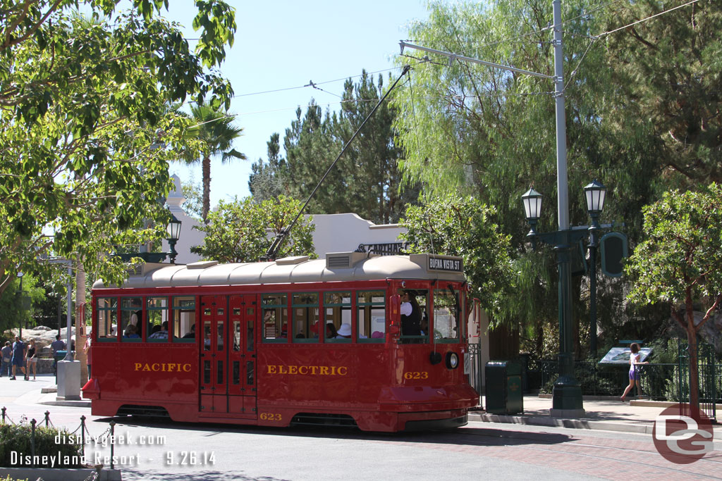 A Red Car in the Carthay Circle Stop