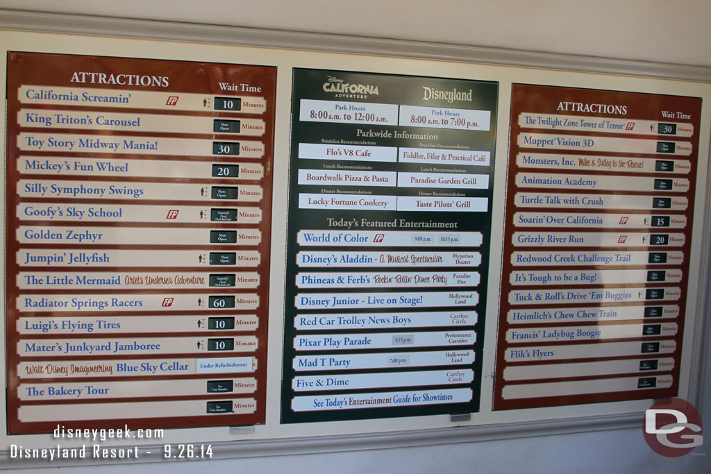 The wait times around 11:20am