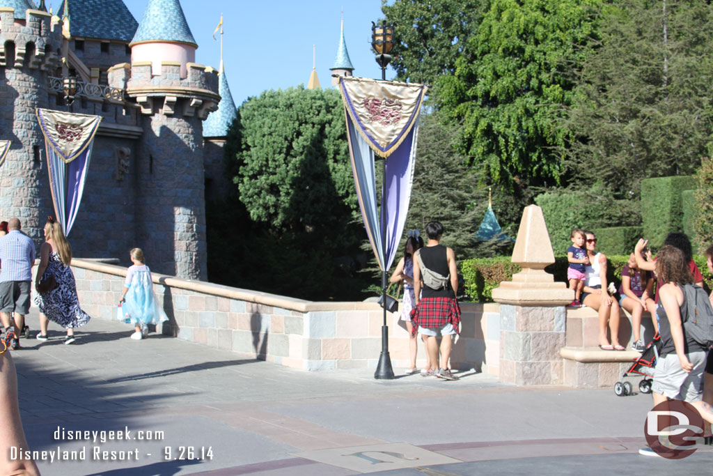 Next up some disappointing pictures to share.  The seating areas along the walkway to the castle have been removed.  The internet word is these are more safety enhancements to reduce the risk of a guest falling into the moat. (which I did not know was a common occurrence in the 59 year history of the park??)