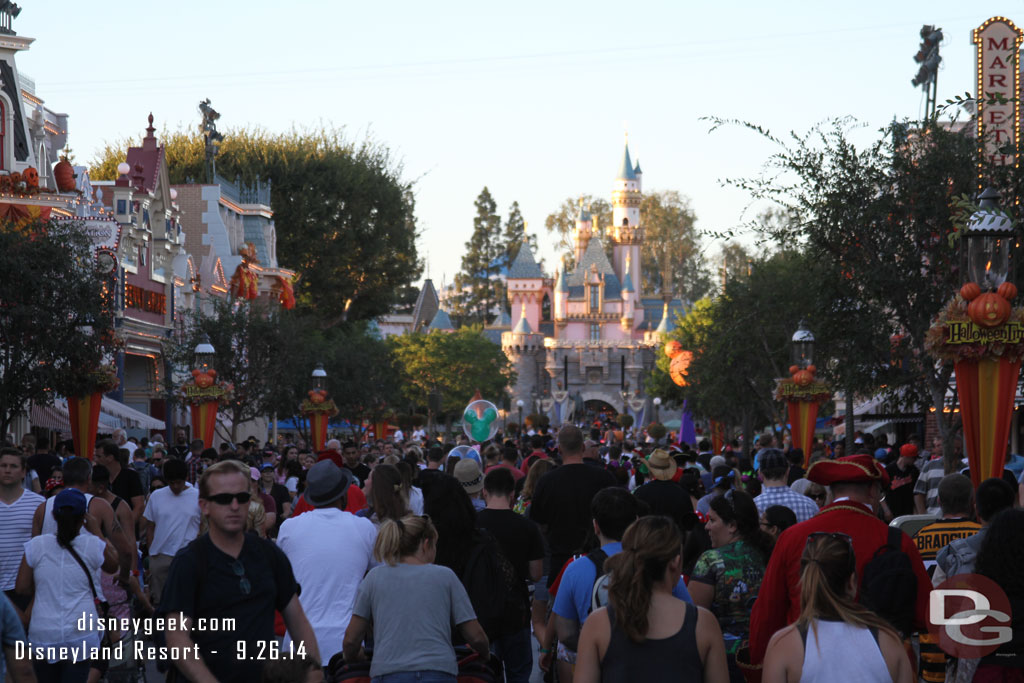 Main Street was very busy as day guests were heading out and Party guests in.