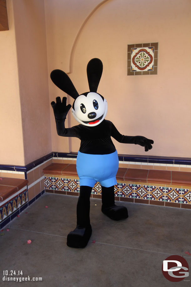 Kind of sad... I overheard a guest explaining that Oswald is a young Mickey Mouse to their kids.  They got the timing right that he pre-dates Mickey but he sure does not look like a mouse to me.