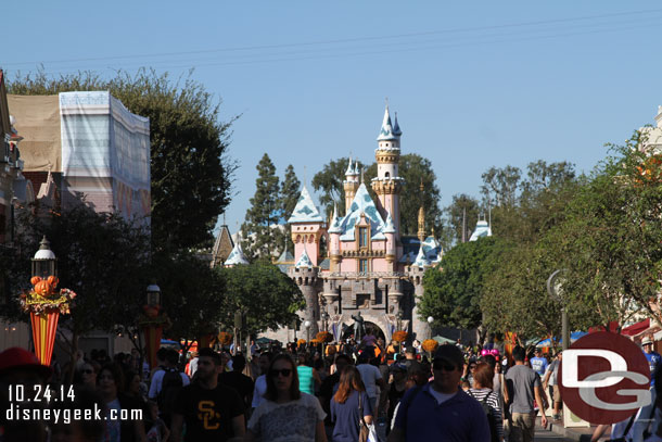 The annual snowfall has occurred as Sleeping Beauty Castle prepares for the holidays.