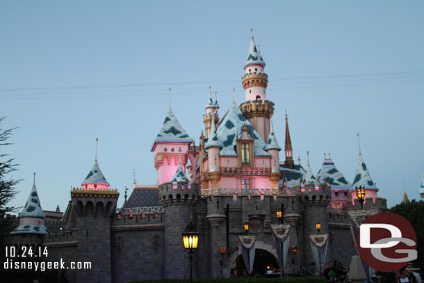 As the sun is setting Sleeping Beauty Castle