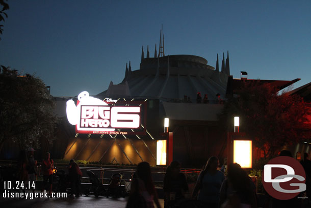 Space Mountain and Big Hero 6 as the sun has almost set for the evening.  No ghost galaxy lighting.  Is that reserved just for the party now?