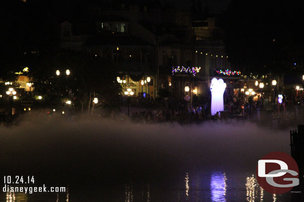 The Rivers of America were being covered in fog for the party.