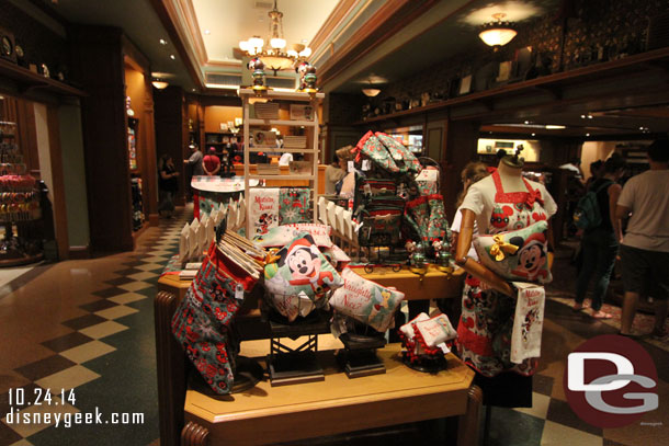 Over to Buena Vista Street.  Christmas merchandise in Julius Katz & Sons