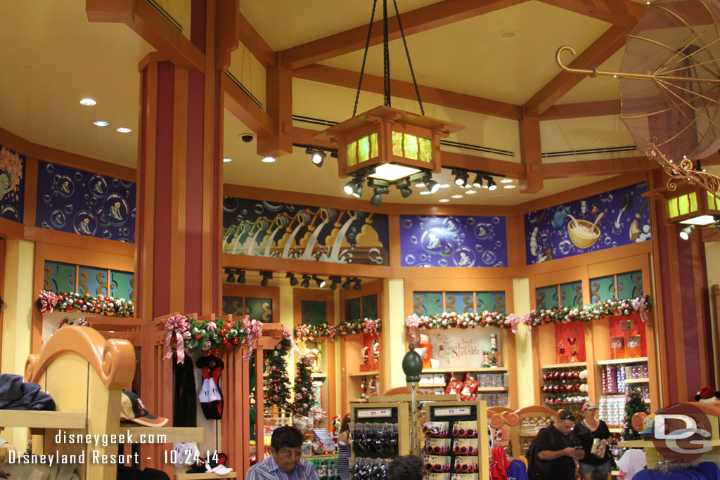 A large portion of the World of Disney now features Christmas merchandise.