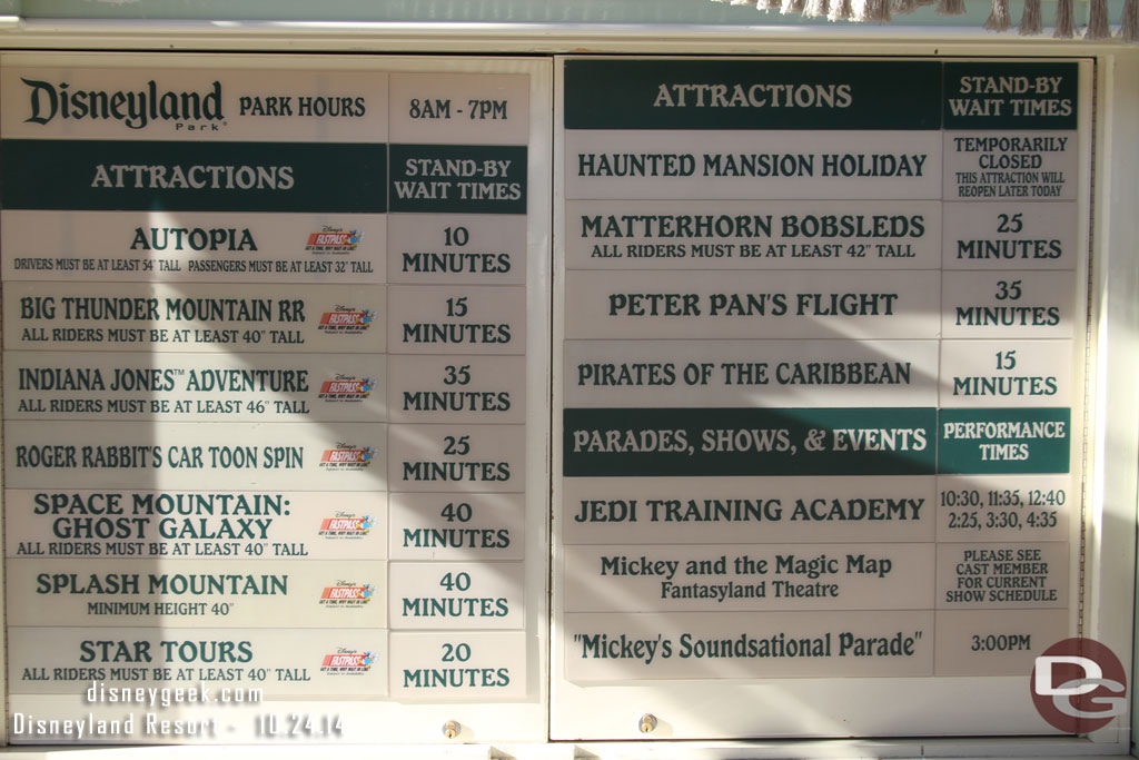 Disneyland wait times around 3:45pm