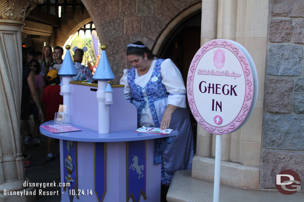 I do not remember seeing this before.  There is a check in table opposite the Bibbidi Bobbidi Boutique