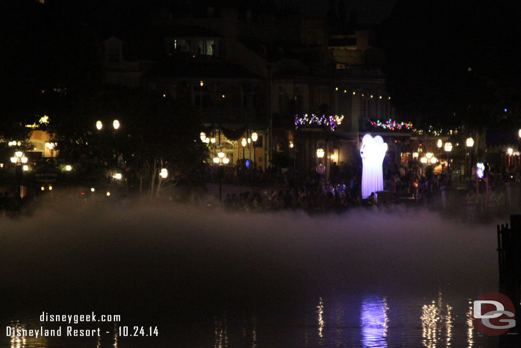 The Rivers of America were being covered in fog for the party.