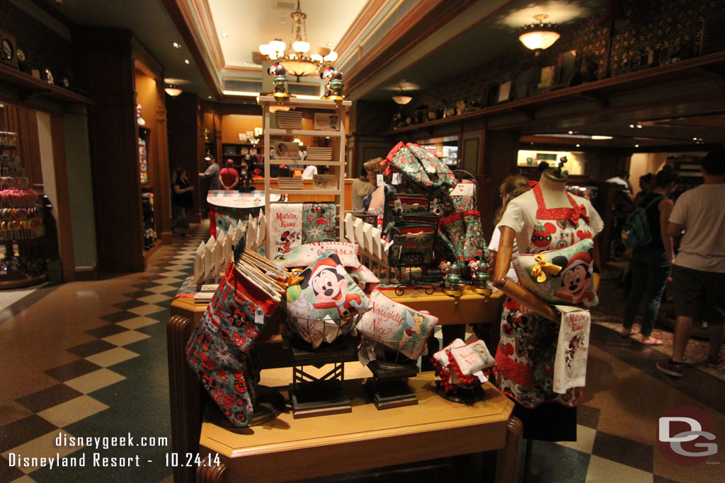 Over to Buena Vista Street.  Christmas merchandise in Julius Katz & Sons