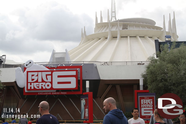 The Big Hero 6 sneak peek is still running.  Surprised not to see signage for the Meet and Greet.