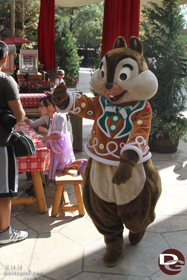 Chip in his gingerbread outfit.