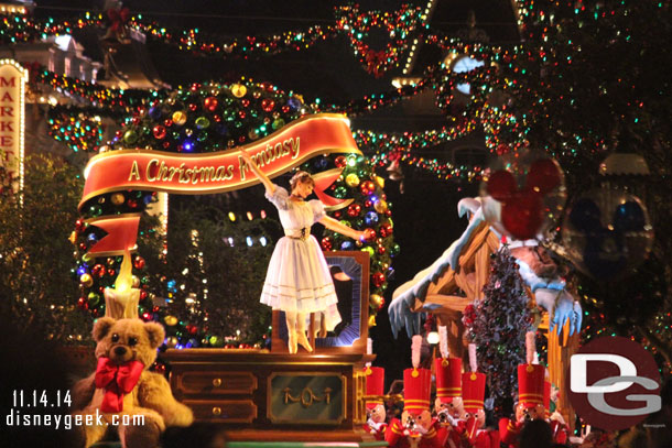 A Christmas Fantasy Parade making its way up the parade route.  