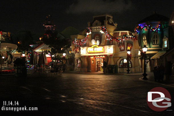 Took a walk through Toontown to see the decorations after dark.