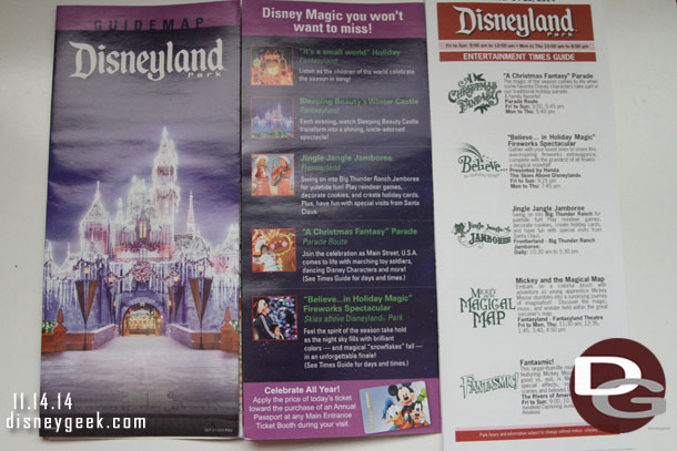 The Christmas guidemap for Disneyland