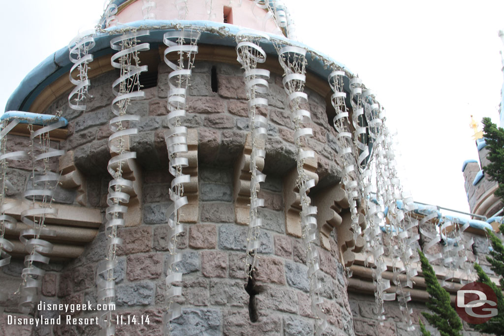 Sleeping Beauty Castle has all its lights/ice installed this week.