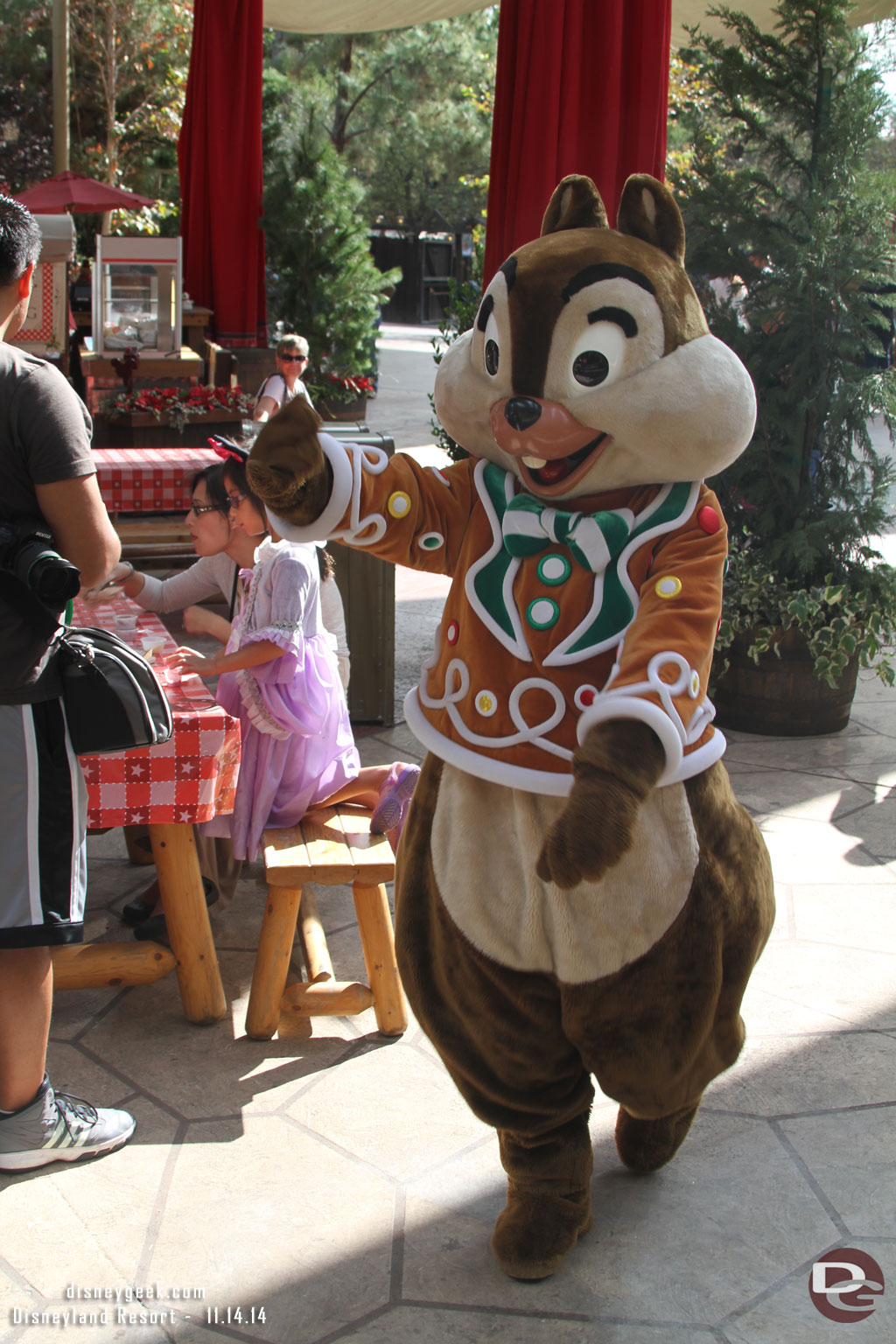 Chip in his gingerbread outfit.