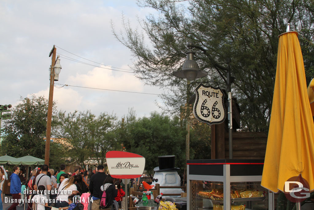 This Route 66 sign along the parade route seems new to me.  It is hung like the snow flakes.