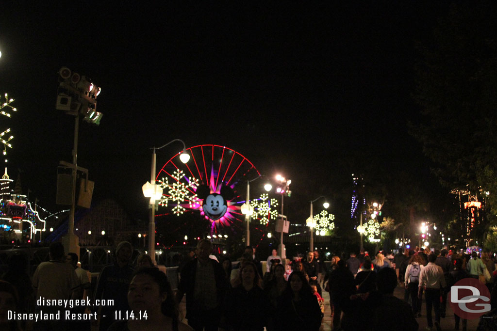 Snow Flakes lead the way to Paradise Pier.