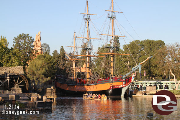 A Canoe passing the Columbia on the Rivers of America